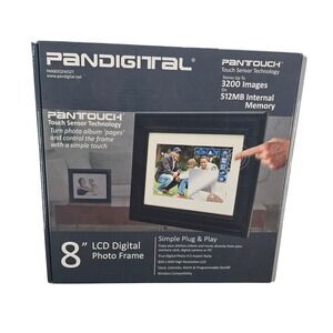 Pandigital 8 Inch LCD Digital Photo Frame PanTouch Black Wood PAN8002W02T NEW